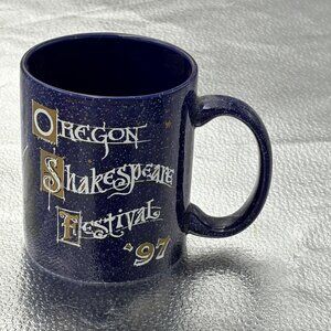 VTG 90s Oregon‎ Shakespeare Festival Ceramic Mug Blue 1997 elizabethan theater
